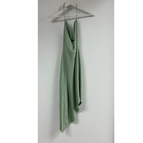 Alice + Olivia Asymmetrical Harmony Dress in Sage. - Picture 6 of 9